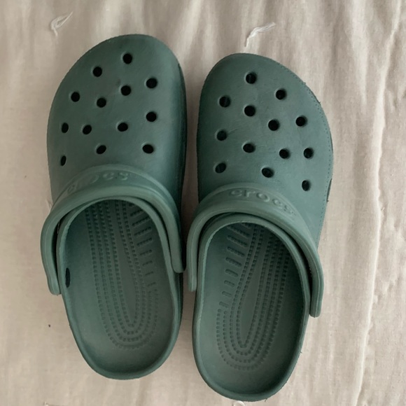 sage green crocs